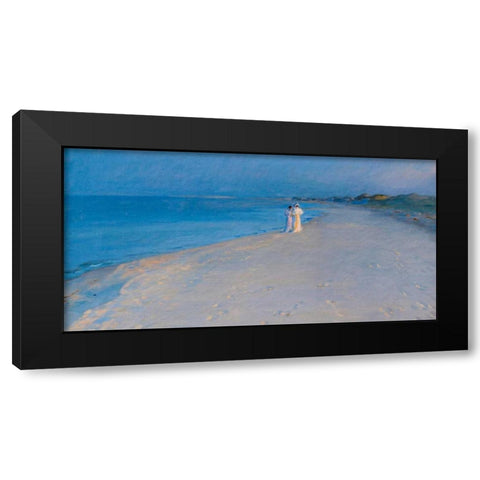 Summer evening at the South Beach, Skagen Black Modern Wood Framed Art Print by KrÃ¸yer, Peder Severin