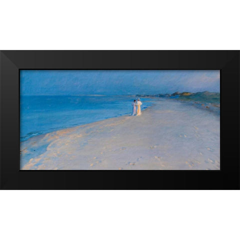 Summer evening at the South Beach, Skagen Black Modern Wood Framed Art Print by KrÃ¸yer, Peder Severin