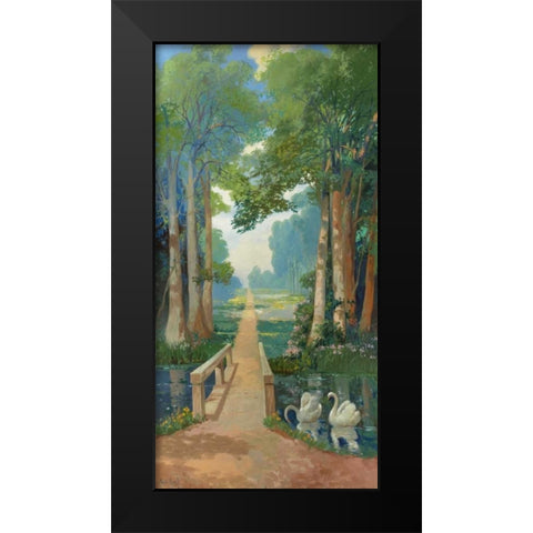 Country path Black Modern Wood Framed Art Print by Strahalm, Franz