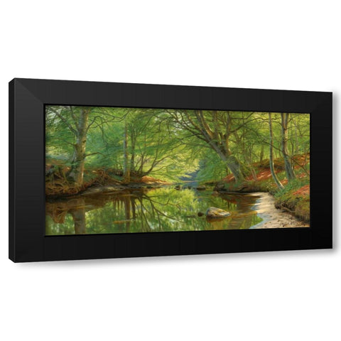 A stream through the woods Black Modern Wood Framed Art Print by MÃ¸nsted, Peder MÃ¸rk