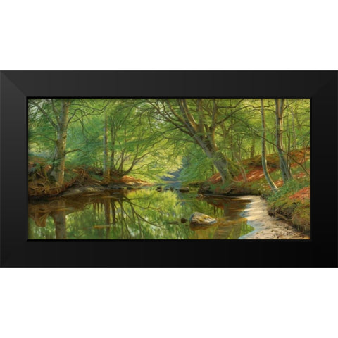 A stream through the woods Black Modern Wood Framed Art Print by MÃ¸nsted, Peder MÃ¸rk