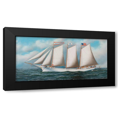 Three Masted Schooner Andrew C. Pierce Black Modern Wood Framed Art Print by Jacobsen, Antonio Nicolo Gasparo