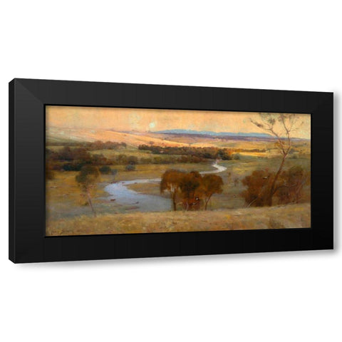 Still glides the stream, and shall for ever glide Black Modern Wood Framed Art Print by Streeton, Arthur