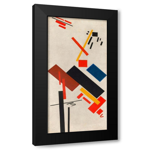 House under construction Black Modern Wood Framed Art Print with Double Matting by Kasimir, Malevich