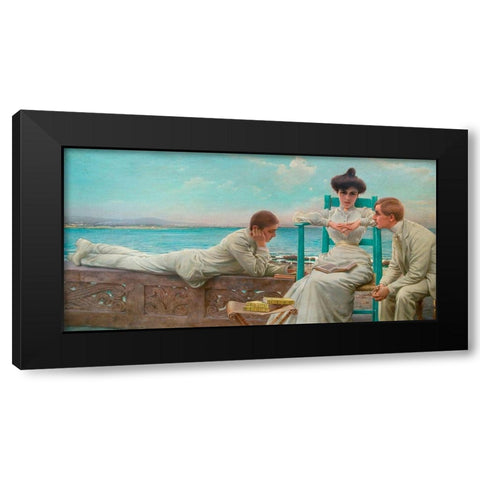 In lettura sul mare Black Modern Wood Framed Art Print by Corcos, Vittorio Matteo