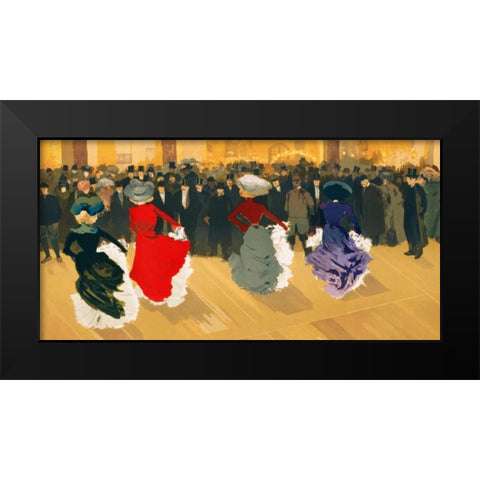 Les Danseuses Black Modern Wood Framed Art Print by Truchet, Abel