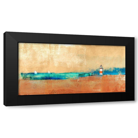 Coast Line and Lighthouse Black Modern Wood Framed Art Print with Double Matting by Alex, Blanco
