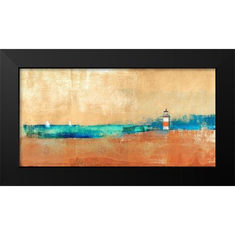 Coast Line and Lighthouse Black Modern Wood Framed Art Print by Alex, Blanco