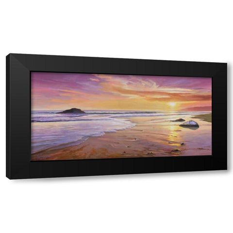 Tramonto sul mare Black Modern Wood Framed Art Print with Double Matting by Galasso, Adriano