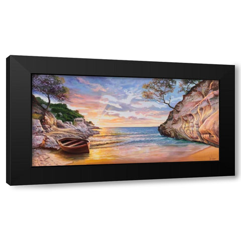 Caletta al tramonto Black Modern Wood Framed Art Print with Double Matting by Galasso, Adriano