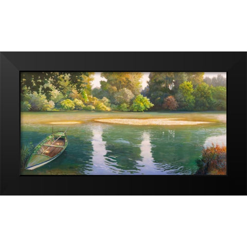 Ansa sul fiume Black Modern Wood Framed Art Print by Galasso, Adriano