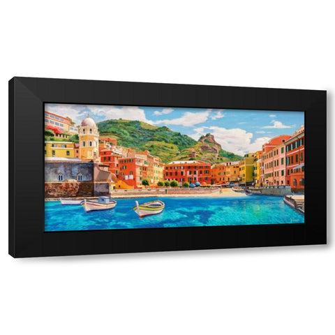 Vernazza nel sole Black Modern Wood Framed Art Print by Galasso, Adriano