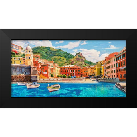 Vernazza nel sole Black Modern Wood Framed Art Print by Galasso, Adriano