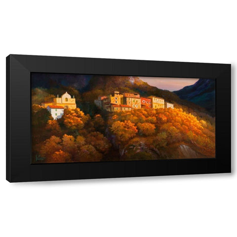 Paese sul monte Black Modern Wood Framed Art Print by Galasso, Adriano