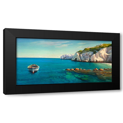Caletta mediterranea Black Modern Wood Framed Art Print with Double Matting by Galasso, Adriano