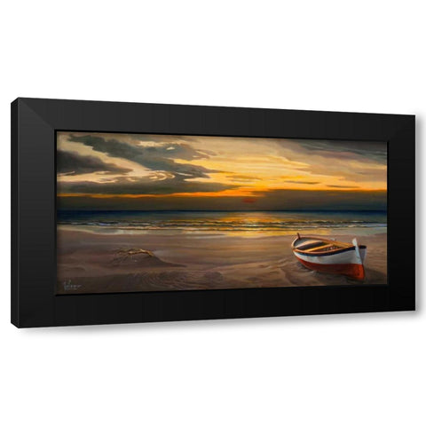 Tramonto sulla battigia Black Modern Wood Framed Art Print by Galasso, Adriano