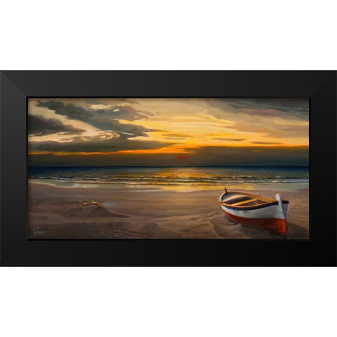 Tramonto sulla battigia Black Modern Wood Framed Art Print by Galasso, Adriano