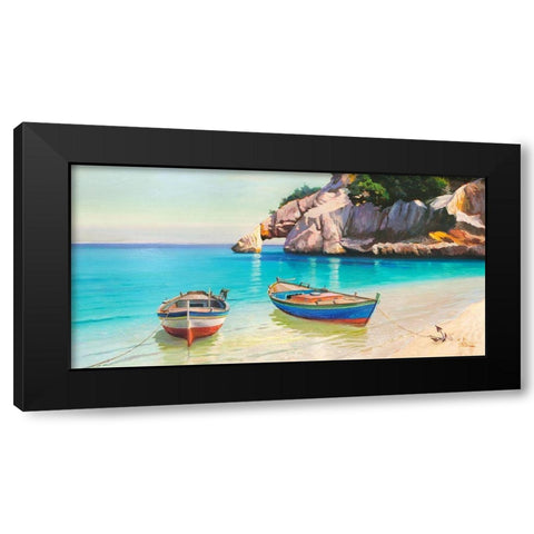 Barche nella caletta- Sardegna (detail) Black Modern Wood Framed Art Print by Galasso, Adriano