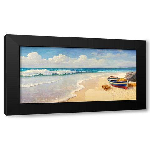 Onde sulla spiaggia Black Modern Wood Framed Art Print with Double Matting by Galasso, Adriano