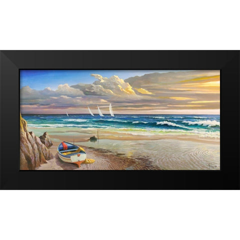 Tramonto sulla battigia Black Modern Wood Framed Art Print by Galasso, Adriano