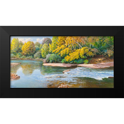 Torrente nei boschi Black Modern Wood Framed Art Print by Galasso, Adriano