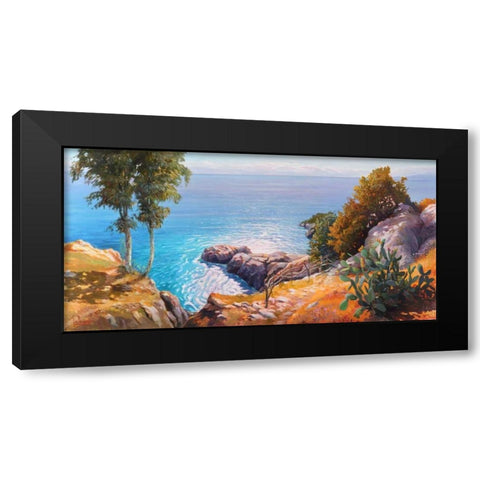 Orizzonte Mediterraneo Black Modern Wood Framed Art Print with Double Matting by Galasso, Adriano