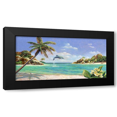Seychelles Black Modern Wood Framed Art Print with Double Matting by Del Missier, Andrea