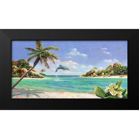 Seychelles Black Modern Wood Framed Art Print by Del Missier, Andrea