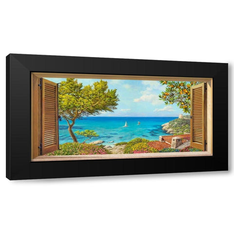 Finestra sul mare Black Modern Wood Framed Art Print by Del missier, Andrea
