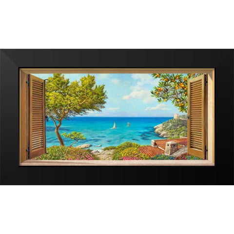 Finestra sul mare Black Modern Wood Framed Art Print by Del missier, Andrea