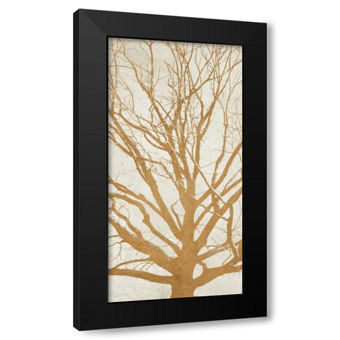 Golden Tree II Black Modern Wood Framed Art Print with Double Matting by Aprile, Alessio