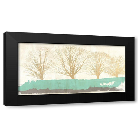 Tree Lines Gold Black Modern Wood Framed Art Print with Double Matting by Alessio, Aprile