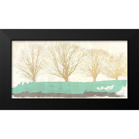 Tree Lines Gold Black Modern Wood Framed Art Print by Alessio, Aprile