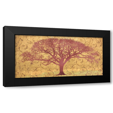 Tree on a Gold Brocade Black Modern Wood Framed Art Print with Double Matting by Aprile, Alessio