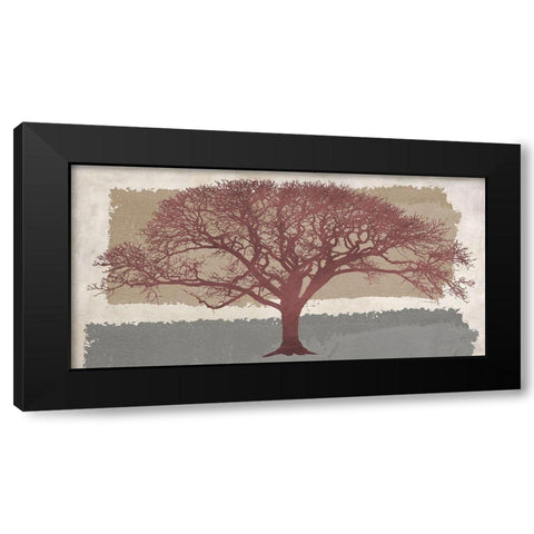 Burgundy Tree on abstract background Black Modern Wood Framed Art Print by Aprile, Alessio