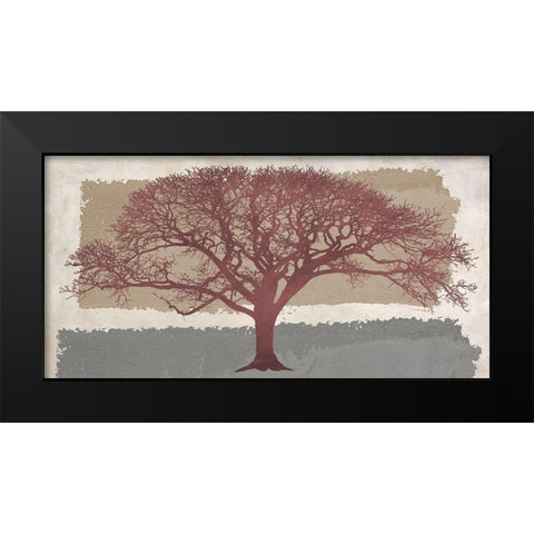 Burgundy Tree on abstract background Black Modern Wood Framed Art Print by Aprile, Alessio