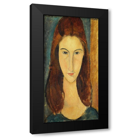 Jeanne Hebuterne Black Modern Wood Framed Art Print with Double Matting by Modigliani, Amedeo