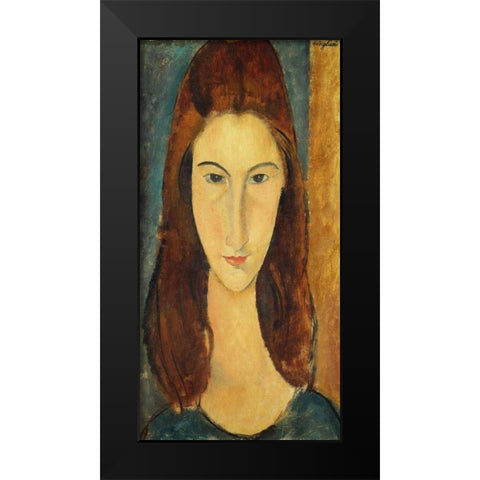 Jeanne Hebuterne Black Modern Wood Framed Art Print by Modigliani, Amedeo