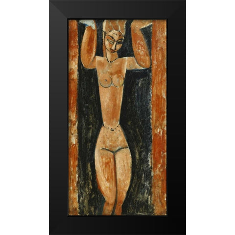 Caryatid Black Modern Wood Framed Art Print by Modigliani, Amedeo