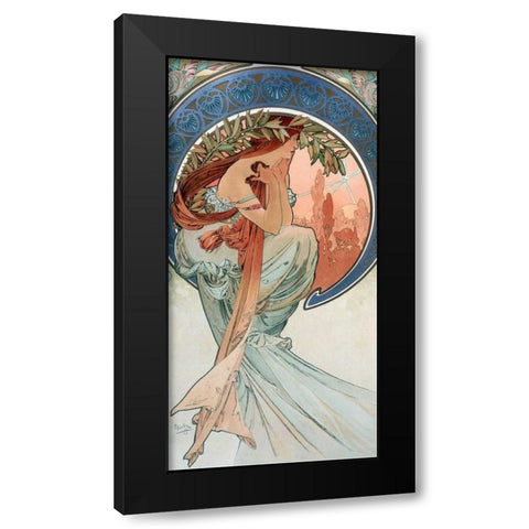 La-poesie Black Modern Wood Framed Art Print by Mucha, Alphonse