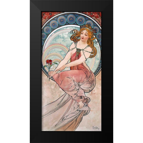 La-peinture Black Modern Wood Framed Art Print by Mucha, Alphonse