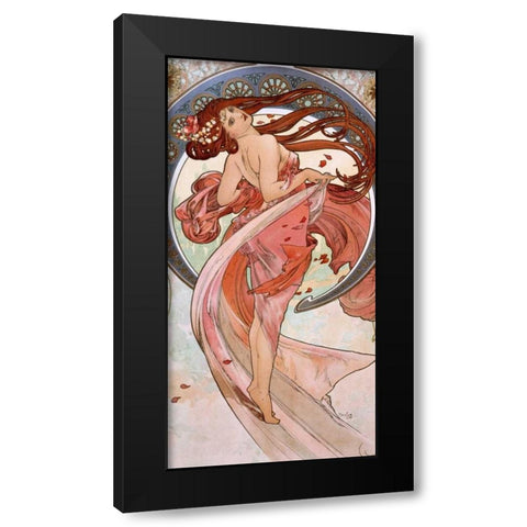 La-danse Black Modern Wood Framed Art Print with Double Matting by Mucha, Alphonse