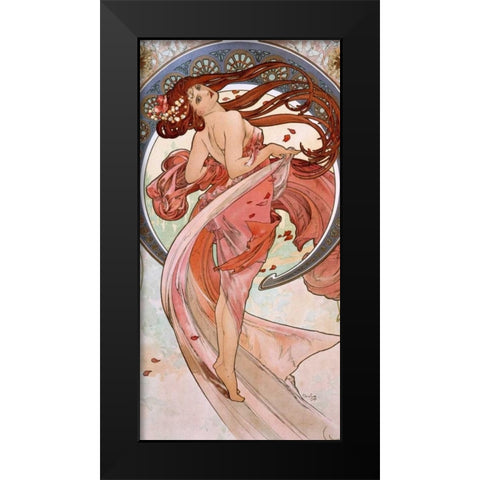 La-danse Black Modern Wood Framed Art Print by Mucha, Alphonse