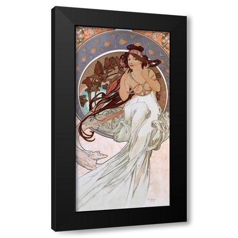 La-musique Black Modern Wood Framed Art Print with Double Matting by Mucha, Alphonse