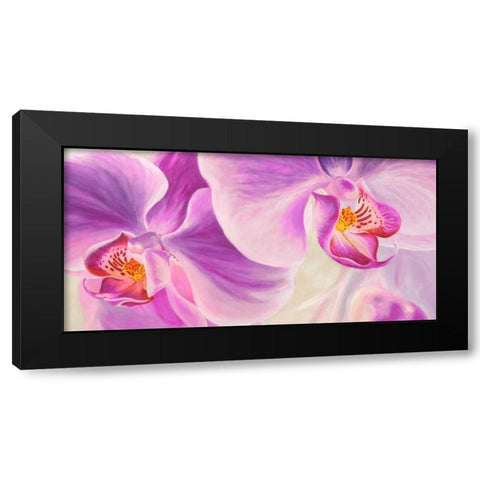 Purple Orchids Black Modern Wood Framed Art Print by Ann, Cynthia