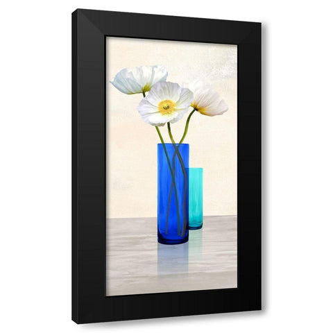 Poppies in crystal vases (Aqua II) Black Modern Wood Framed Art Print with Double Matting by Cynthia, Ann