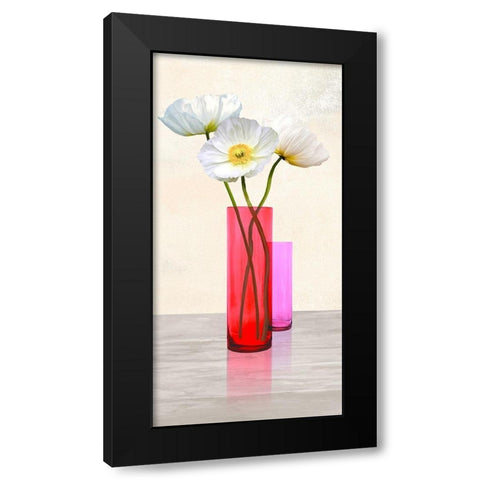Poppies in crystal vases (Purple II) Black Modern Wood Framed Art Print by Cynthia, Ann