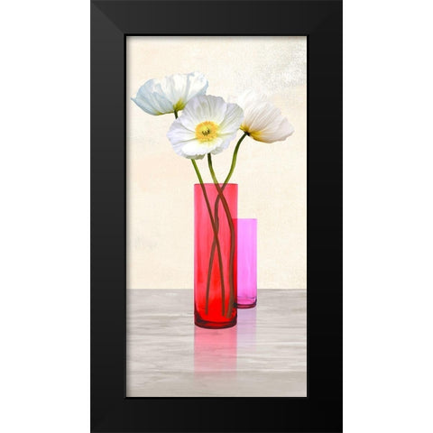 Poppies in crystal vases (Purple II) Black Modern Wood Framed Art Print by Cynthia, Ann