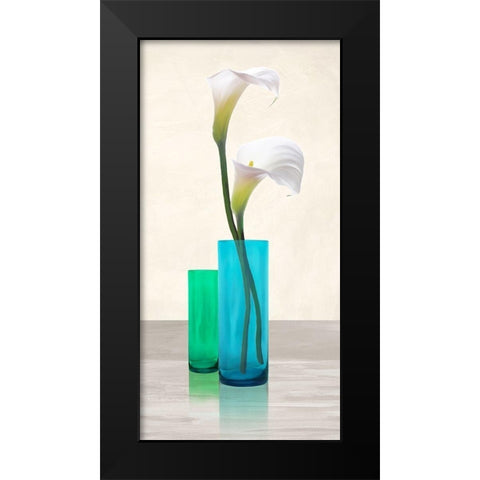 Callas in crystal vases I Black Modern Wood Framed Art Print by Cynthia, Ann