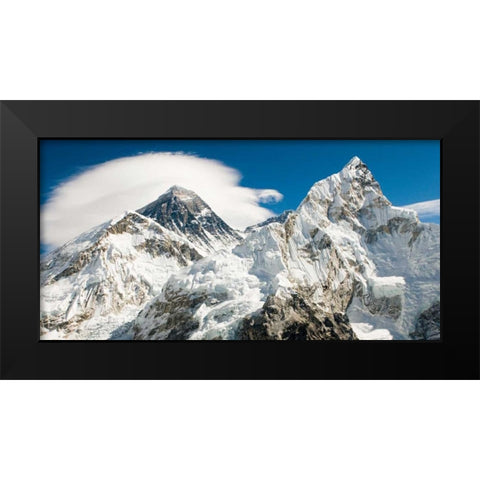 Mount Everest Black Modern Wood Framed Art Print by Anonymous